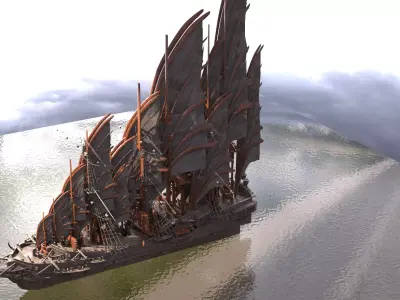 Lord Emperors Asian Red Fin sailed Ship 3D model