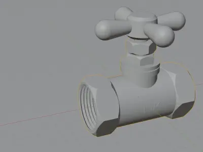 Valve brass with handle Low-poly 3D model