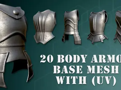 20 Body Armor Base Mesh Pack With UV Low-poly 3D model