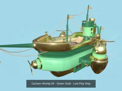 10 Cartoon Airships Collection - Low Poly Ship 