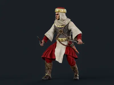 Persian 2 dagger A pose Low-poly character redy for game  Low-poly 3D model
