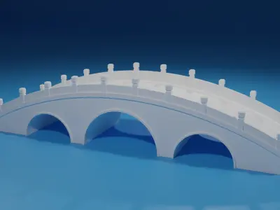 Cartoon Chinese Stone Bridge Low-poly 3D model