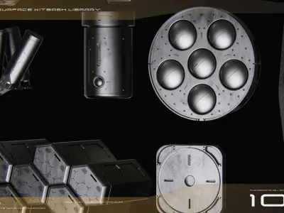 SCI-FI Hard Surface Kitbash Library for Mech Design - 100 Assets 3D model