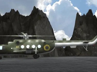 Helicopter-mi-8 pair of propellers Low-poly 3D model