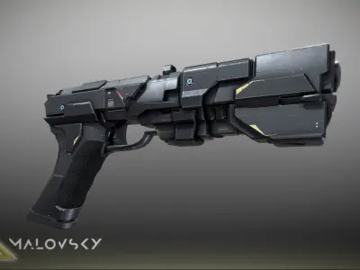 Sci-Fi Gun Game Ready Low-poly 3D model