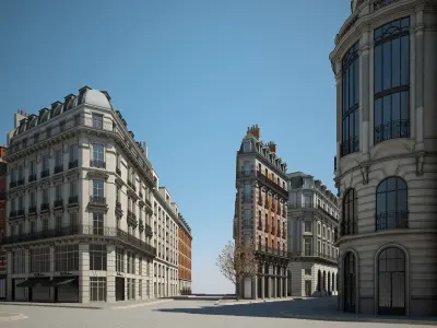 Boulevard city street in paris 3D model