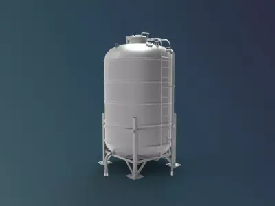 Industrial Water Tank Low-poly 3D model
