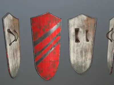 shield set man holding sword and Low-poly 3D model
