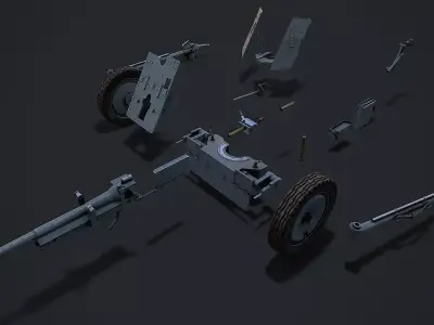 PAK 36 modular game ready 3d model Low-poly 3D model
