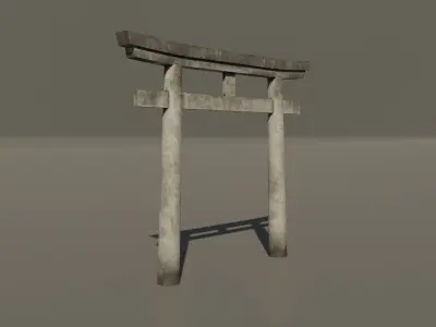 Japanese Stone Torii Gate Low-poly 3D model