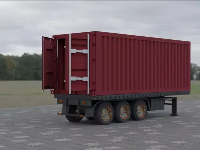  Container Trailer low-poly 3d model 3D model