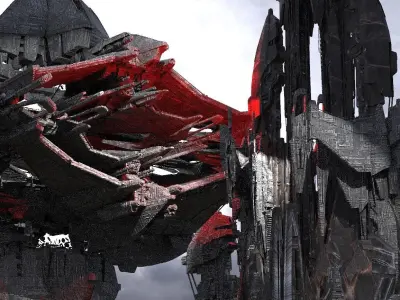 Mars Mining Towers Kit bash 5 3D model