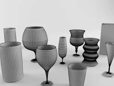 Glass Glassware Drink Alcohol Wine Crystal Furnishings Tablewar Free 3D model