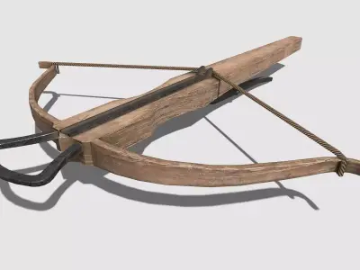 Low Poly PBR Game Ready Crossbow wooden Low-poly 3D model