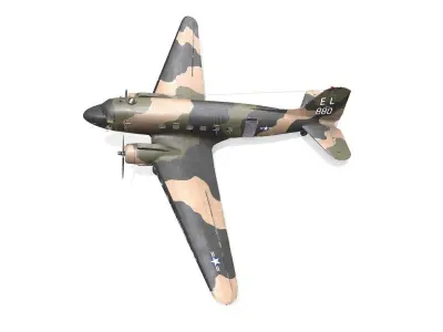 Douglas AC-47 Spooky Gunship Low Poly PBR Low-poly 3D model