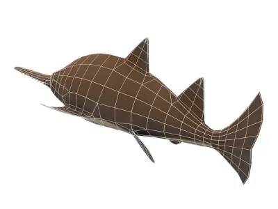 Large Tooth Saw Fish Animated Low-poly 3D model