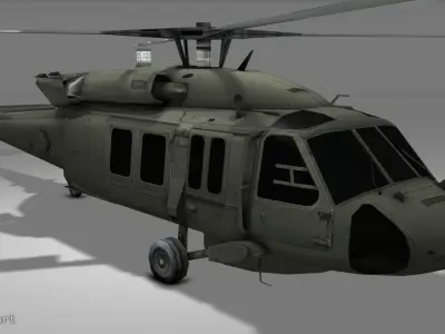 SH60 Helicopter Low-poly 3D model