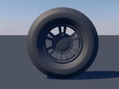 6 Lug Rims with Low Poly Treadless Tire 3D model