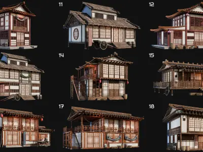 50 JAPAN BUILDINGS - 4K PBR HIGH QUALITY Low-poly 3D model
