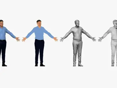 001289 man in blue tshirt blue pants in A pose low poly Low-poly 3D model