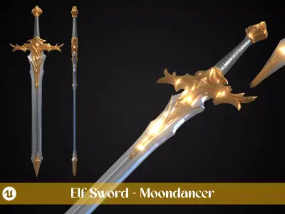 Stylized Elf Sword - Moondancer - Game Ready 3D model