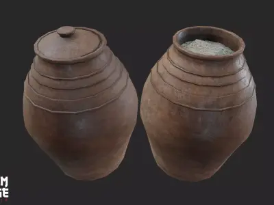 Medieval Storage Pot Pack Low-poly 3D model