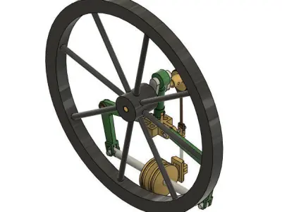 Single Cylinder Steam Engine With Two Pistons 3D model