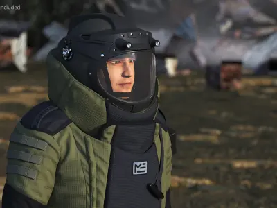 Man in EOD 10 Bomb Suit Walking Pose 3D model