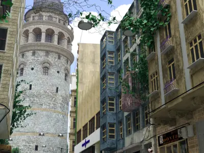 Galata Tower Street istanbul 3D model