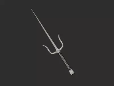 Realistic Sai Ninja Weapons Low Poly High Poly PBR Model Low-poly 3D model