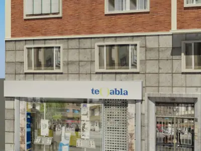 Building hotel with windows and balconies Low-poly 3D model