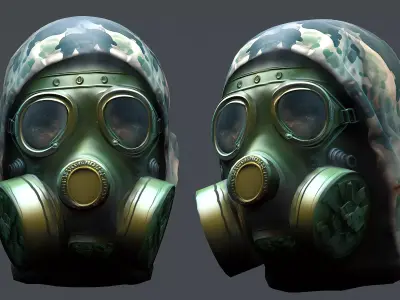 Gas mask helmet 3d model military combat Low-poly Low-poly 3D model