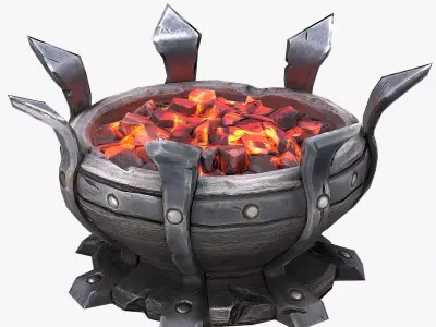 Stylized Dungeon Brazier Low-poly 3D model
