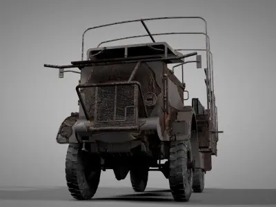 Wrecked truck model in 3 different poses 3D model