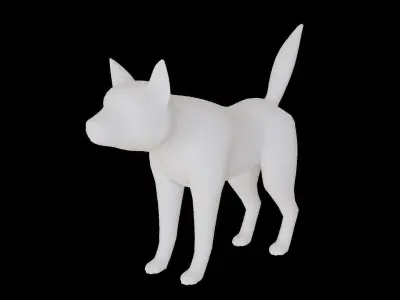 Cartoon Shiba Inu Low-poly 3D model