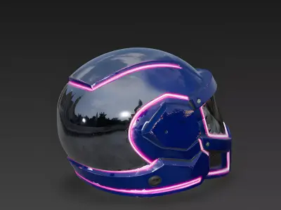 Stylized Cyberpunk Riot Police Helmet 3D Model Low-poly 3D model