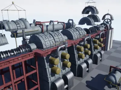 Nuclear power plant Low-poly 3D model