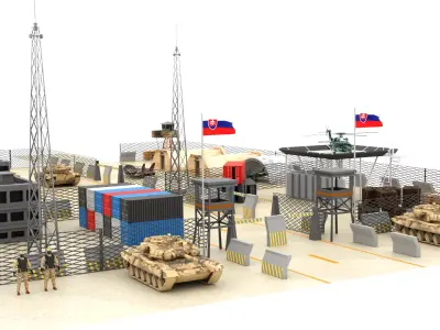  Slovakia Military Base Low-poly 3D model