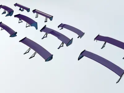 Low Poly Spoilers design of futuristic car Low-poly 3D model