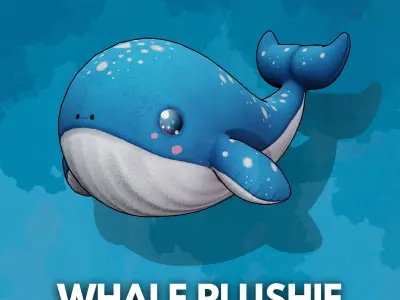 Whale Plushie Cartoon Chibi PBR Low-poly 3D model