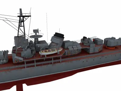 Kotlin-class destroyer Low-poly 3D model
