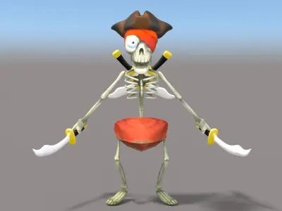 Cartoon Pirate Skeleton Low-poly 3D model