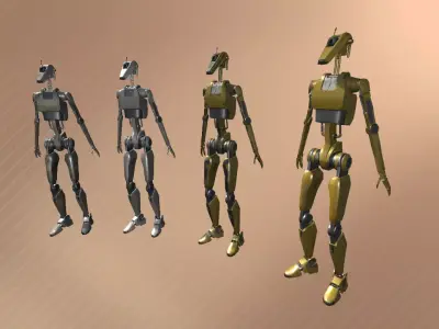 Droid Set Low-poly 3D model