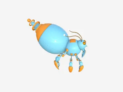 Cute Robot E07 Blue Orange - SciFi Character Design Low-poly 3D model