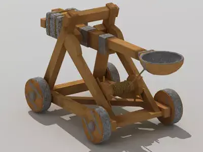 Catapult wooden cannon 3D model