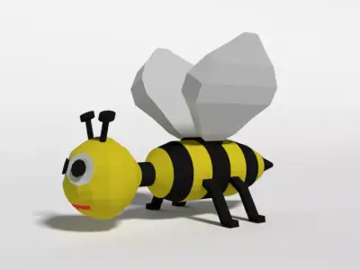 Low Poly Cartoon Bee Toy Low-poly 3D model