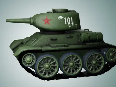 Mini T34-85 Tank  Low-poly 3D model