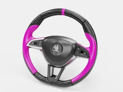 Pink Cover Steering Wheel 3D model