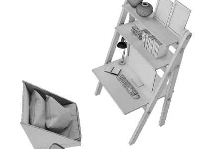 African Worktable - Ethnic Home Office Free 3D model