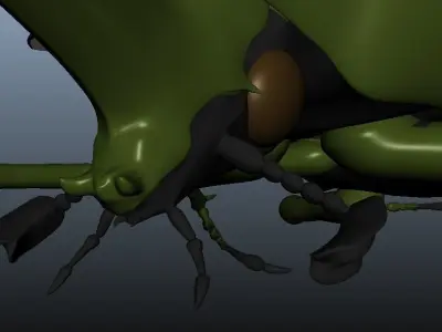 Chalcosoma Atlas Beetle with wings rigged not-textured 3D model
